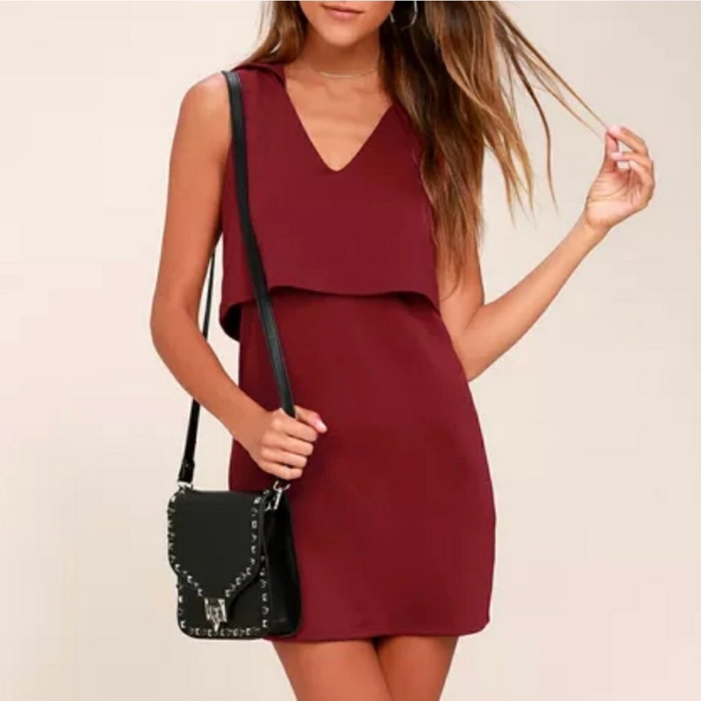 Lulu’s Dancing in the Street Burgundy Hooded Dress